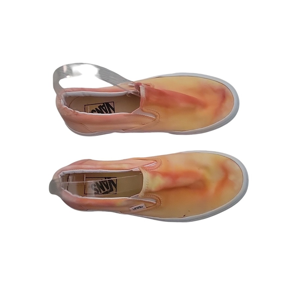 Vans Classic Slip On Sneakers Tie Dye Peach Orange White Canvas Shoes7.5 surfer